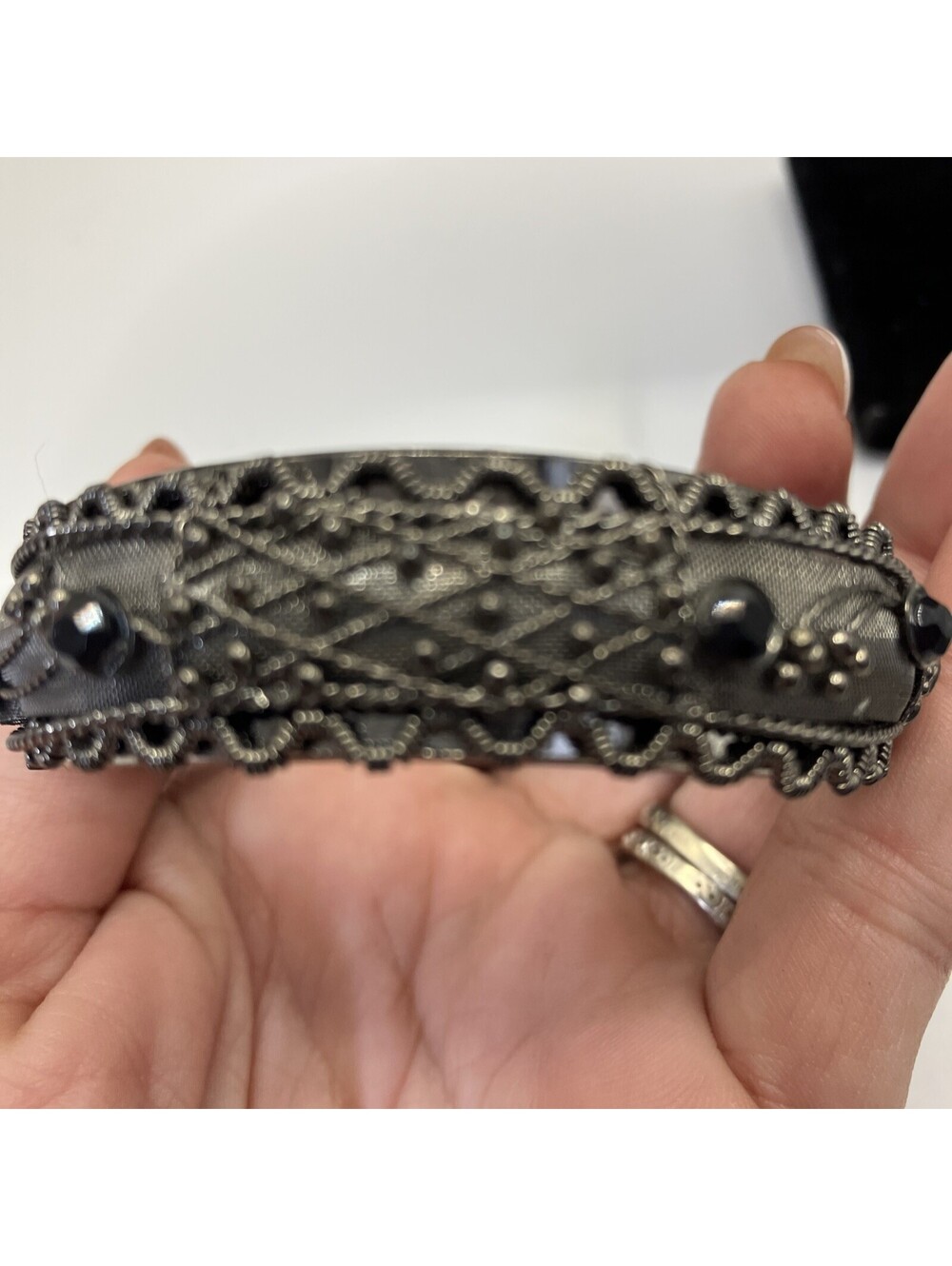 VTG Black Rhinestone Spring Bracelet - Picture 3 of 10